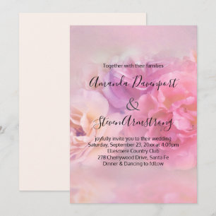 Schöne rosa und weiße Nelken Foto-Hochzeit Einladung