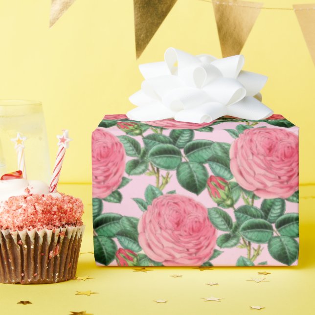 Schöne, rosa Vintage Rose Dekoupage oder Geschenk Geschenkpapier (Geburtstagsparty)