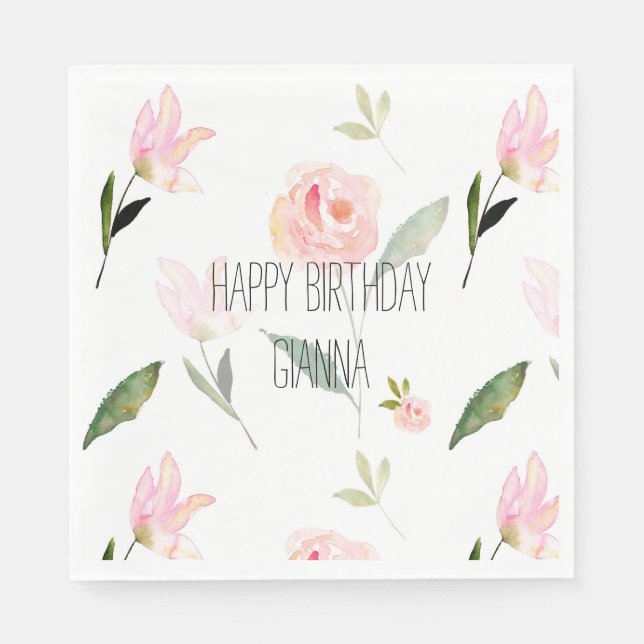 Schöne rosa Wasserfarbe Serviette (Vorderseite)