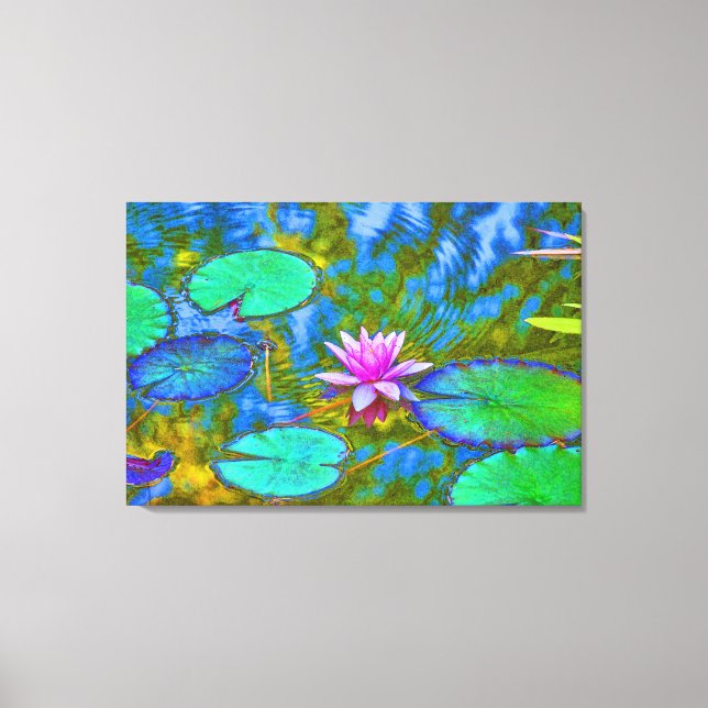 Schöne Rosa Wasserlilie Lotus im Teich Leinwanddruck (Vorderseite)