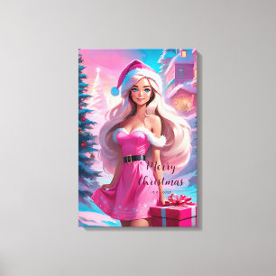 Schöne rosa Weihnachtsgirl 01 Leinwanddruck