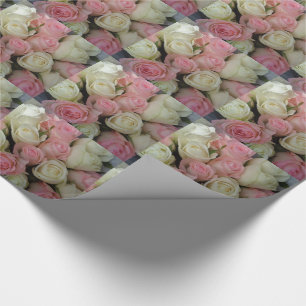 Schöne rosa weiße Rosen Blumenstrauß Geschenkpapier