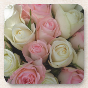 Schöne rosa weiße Rosen Blumenstrauß Untersetzer