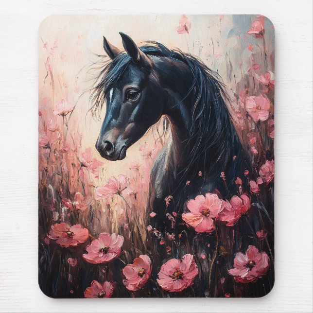 Schöne Rosa Wildblumen Mousepad (Vorne)