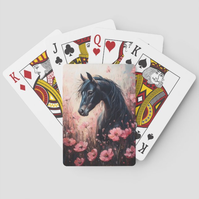 Schöne Rosa Wildblumen Spielkarten (Rückseite)