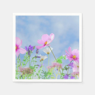 Schöne rosa wilde Blumenwiese Serviette