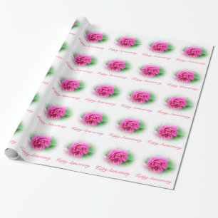 Schöne rosa wilde Rose Blume Jubiläum Geschenkpapier