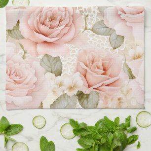 Schöne rosafarbene Rosen Floral Brautparty Geschirrtuch