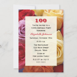 Schöne Rose 100. Geburtstagsparty Einladung