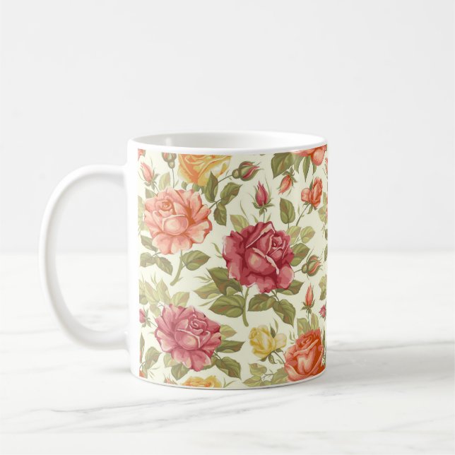 Schöne Rose aus Rot und Pfirsichfarben Kaffeetasse (Links)