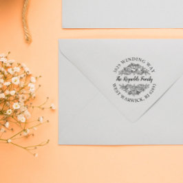 Schöne Rose Bouquet Lineart Name & Adresse Gummistempel