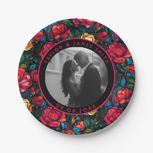 Schöne Rose Brautparty Teller für Hochzeiten (Vorderseite)