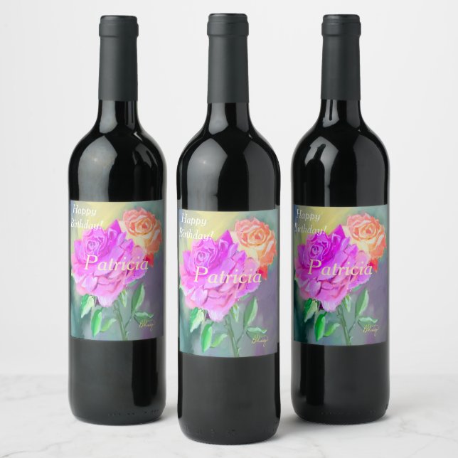Schöne Rose Essentials für Besondere Anlässe Weinetikett (Flaschen)