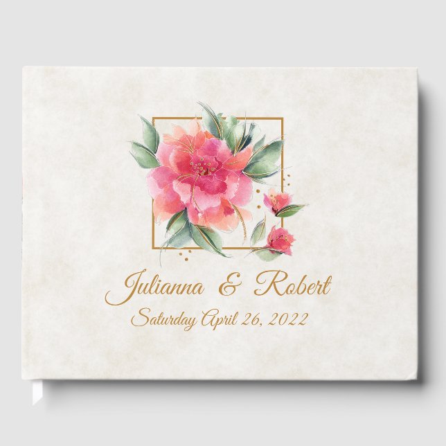 Schöne Rose Garden Budget Hochzeit Gästebuch (Vorderseite)