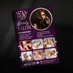 Schöne Rose Gold Beauty Spa Haar Nagel Make-up Sal Flyer
