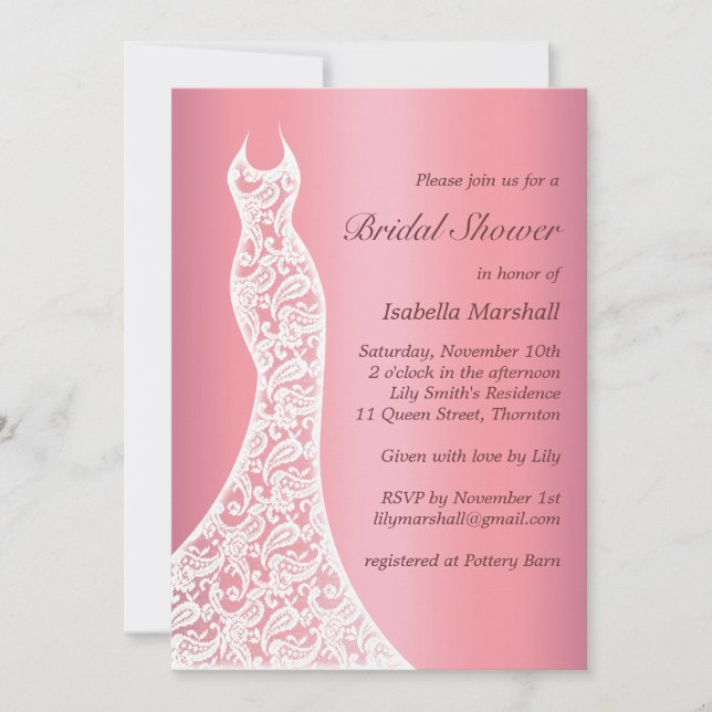 Schöne Rose Gold Bridal Dusche Einladung (Vorderseite)