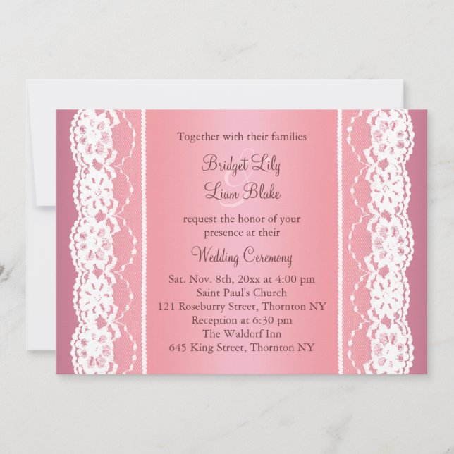 Schöne Rose Gold Hochzeit Einladung (Vorderseite)