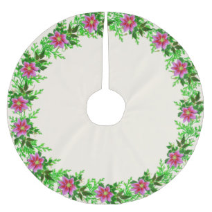 Schöne Rose Gold Rosa Blume Garland Polyester Weihnachtsbaumdecke