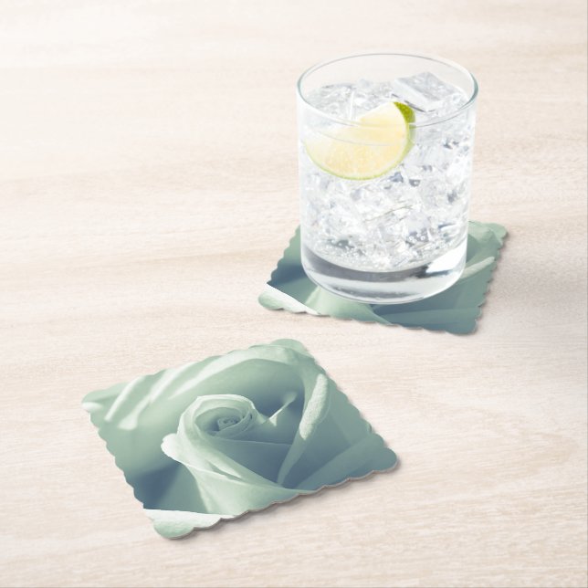 Schöne Rose Grüne Blume Untersetzer (Vor Ort)