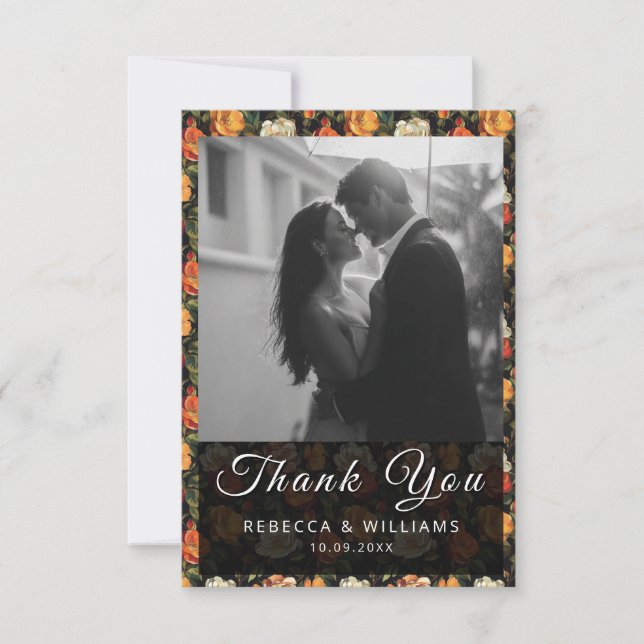 Schöne Rose Hochzeit danke Ihnen Karten (Vorderseite)