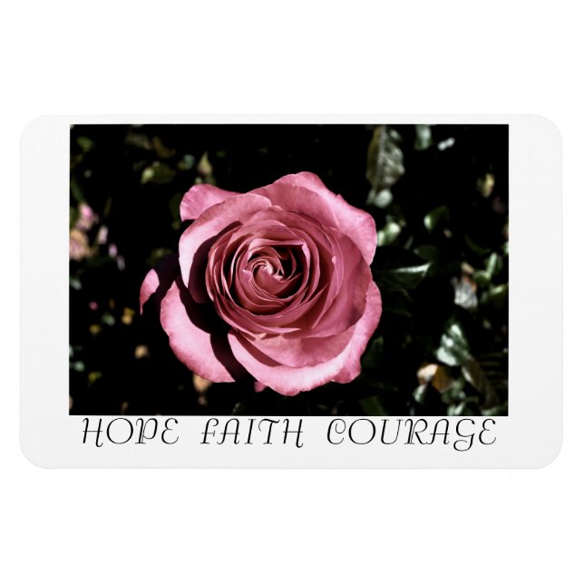Schöne Rose Hoffnung, Glaube, Mut Magnet (Horizontal)