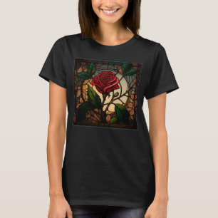 Schöne Rose Illustration Bleiglas Realist T-Shirt