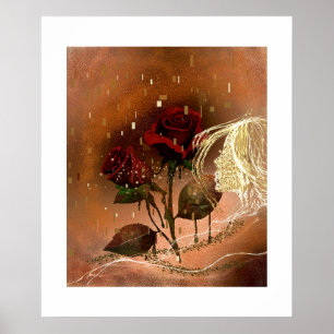 Schöne Rose im Herbst Poster