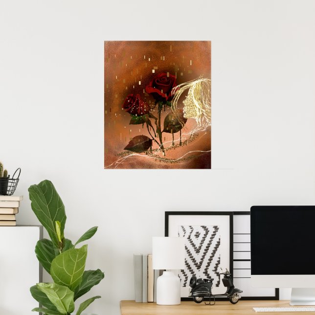 Schöne Rose im Herbst Poster (Heimbüro)