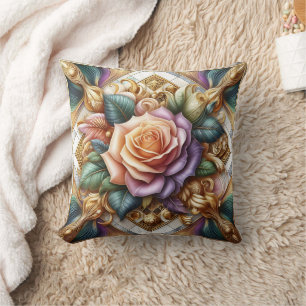 Schöne Rose in aufwändiger Kunst Kissen