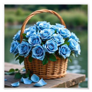 Schöne Rose in Blau Fotodruck