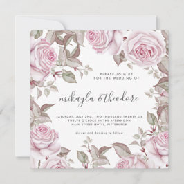 Schöne Rose in Rosa Hochzeit Einladung