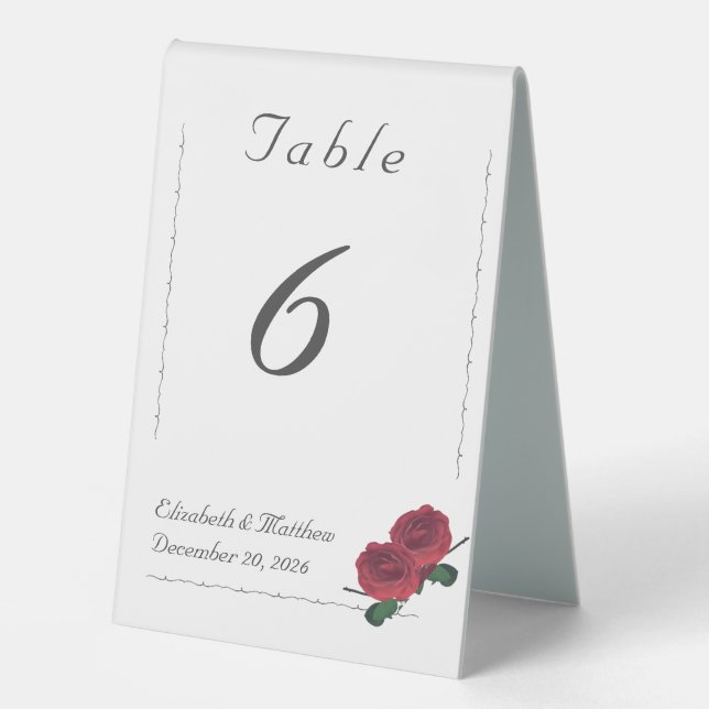 Schöne Rose Katholische Hochzeit Tischaufsteller (Vorderseite)