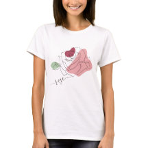 Schöne Rose Minimalistisch Line Art T - Shirt