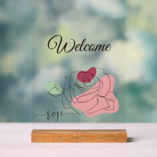 Schöne Rose Minimalistische Linie Art Acrylschild