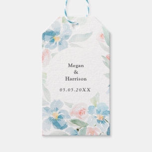 Schöne Rose mit Aquarellblau und Blumen Geschenkanhänger