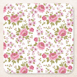 Schöne Rose mit Blumenmuster Rechteckiger Pappuntersetzer