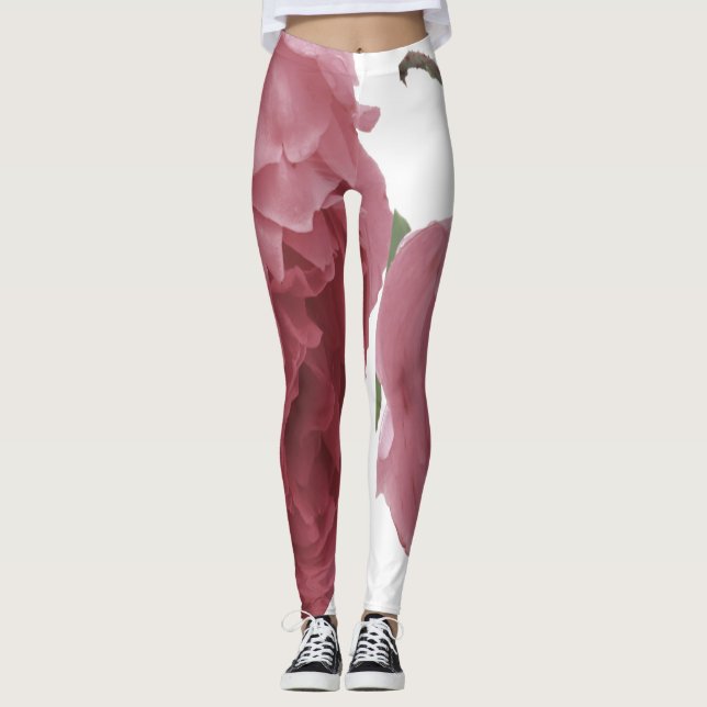 Schöne Rose mit großer Rosa und Regentropfen Leggings (Vorderseite)