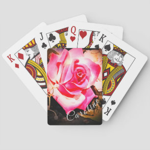 Schöne Rose mit Name Spielkarten