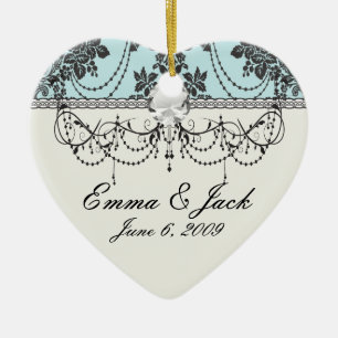 Schöne Rose, schwarz und babyblau Keramikornament