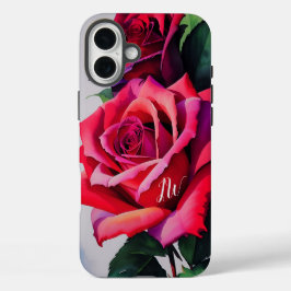 Schöne Rose und benutzerdefinierter Text iPhone 16 Plus Hülle