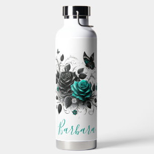 Schöne Rose und Schmetterling Trinkflasche