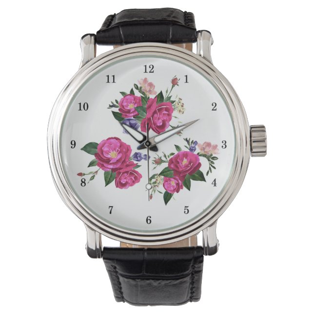 Schöne Rose Wrist Watch Armbanduhr (Vorderseite)