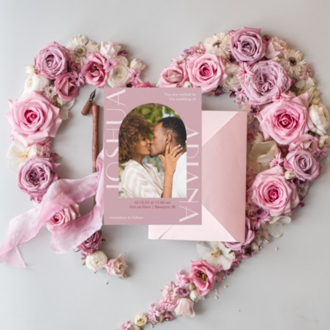 Schöne Rose Zwei-Foto-Hochzeit Einladung (Von Creator hochgeladen)