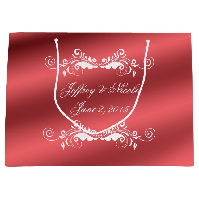 Schöne Rosen-elegante Satin-Hochzeit Große Geschenktüte (Vorderseite)