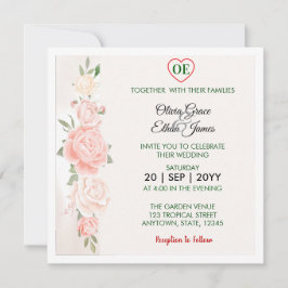 Schöne Rosen Florale Hochzeit Einladung