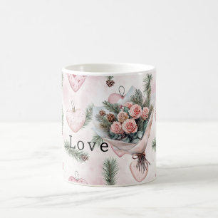 Schöne Rosen Florale Rosa Herzen Kaffeetasse
