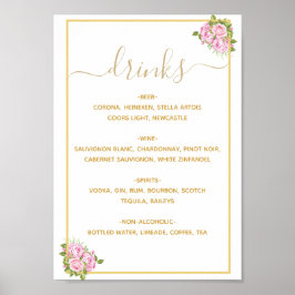 Schöne Roses Drinks Menú Poster