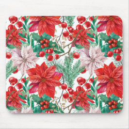 Schöne rot-weiße Weihnachtspoinsettie Mousepad