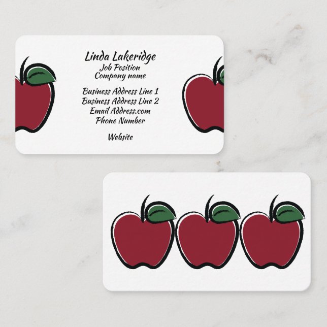 Schöne rote Apple-Visitenkarte Visitenkarte (Vorne/Hinten)