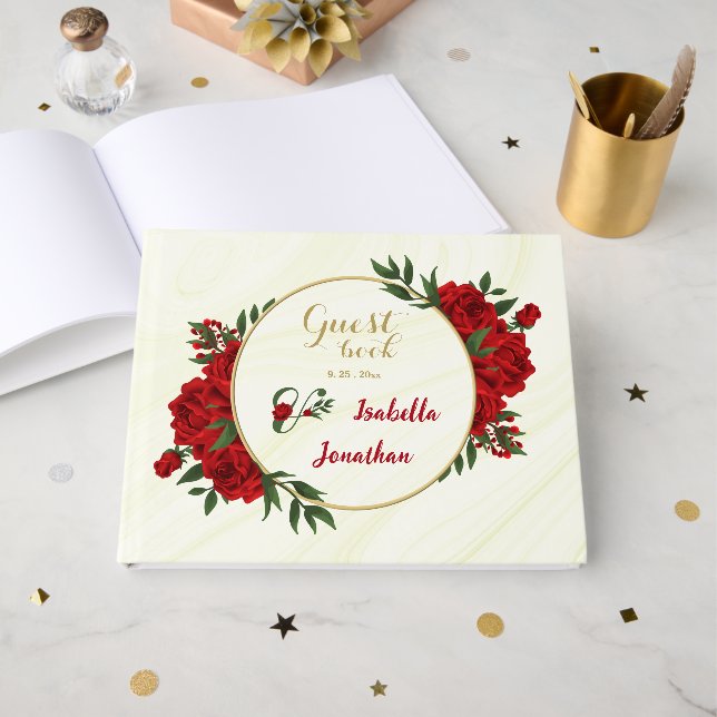 schöne rote Blume Gästebuch (Vorderseite Offen)